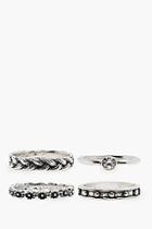 Boohoo Ruby Gem And Plaited Mixed Ring 4 Pack