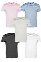 Boohoo 5 Pack Muscle Fit Crew Neck T Shirts