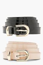 Boohoo Tilly Two Pack Patent Skinny Belts