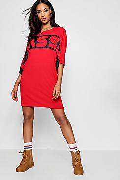 Boohoo Woman Classic Slogan Tee Dress