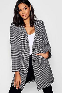 Boohoo Dog Tooth Wool Look Coat