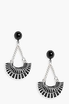 Boohoo Imogen Metal Fan Drop Earrings
