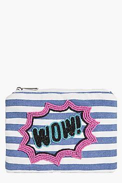 Boohoo Harriet Wow Slogan Canvas Purse