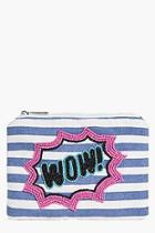 Boohoo Harriet Wow Slogan Canvas Purse