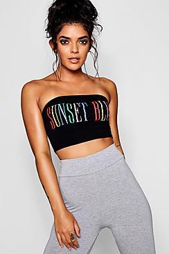 Boohoo Jade Rainbow Slogan Bandeau