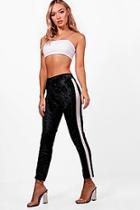 Boohoo Amy Velvet Sports Stripe Trouser