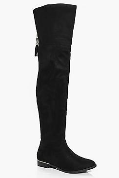 Boohoo Iris Flat Over The Knee Boot