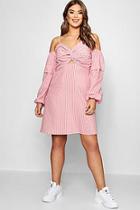 Boohoo Plus Sue Twist Front Cold Shoulder Smock Dress