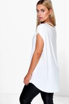 Boohoo Plus Nila Slinky Strap Detail Tee White