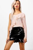 Boohoo Nethan One Shoulder Ruffle Woven Top