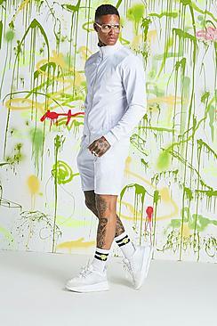 Boohoo Quavo Tricot Funnel Neck Short Tracksuit