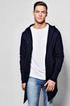 Boohoo Longline Hooded Cardigan With Extended Cuff Navy