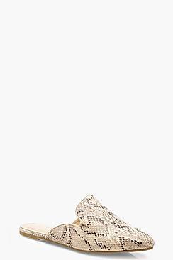 Boohoo Pointed Snake Mule Loafers