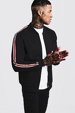 Boohoo Side Tape Detail Fleece Bomber Jacket