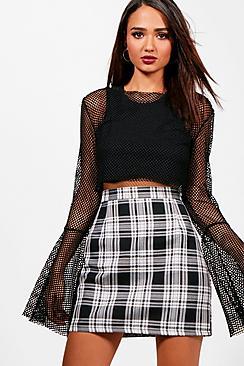 Boohoo Lily Woven Large Check A Line Mini Skirt