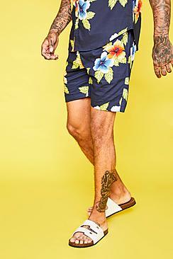 Boohoo Large Floral Print Drawstring Short Co-ord