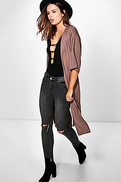 Boohoo Ava Side Split Ruched Back Duster