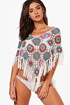 Boohoo Isla Crochet Beach Poncho