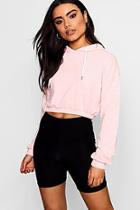 Boohoo Brushed Fleece Cropped Elastic Hoody