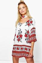 Boohoo Sasha Choker Printed Shift Dress