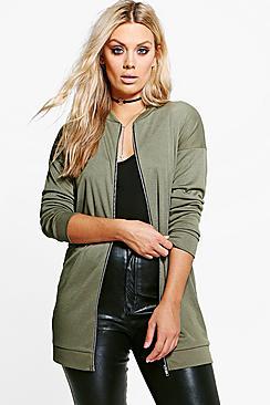 Boohoo Plus Sophie Rib Longline Bomber