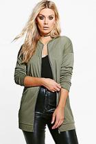 Boohoo Plus Sophie Rib Longline Bomber
