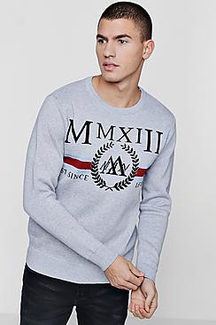 Boohoo Man Roman Numeral Intarsia Knitted Jumper