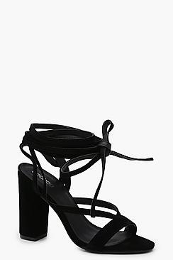 Boohoo Bella Wrap Strap Two Part Block Heels
