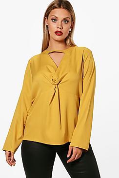 Boohoo Plus Molly Twist Front Plunge Choker Blouse