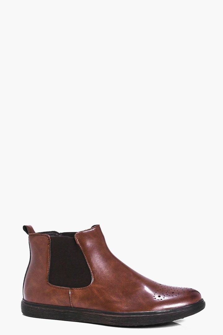 Boohoo Toe Detail Chelsea Boot Brown