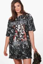 Boohoo Plus Rosie Open Shoulder Distressed Band Dress Multi
