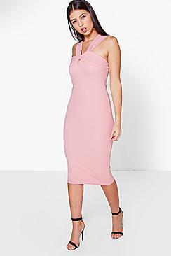 Boohoo Orla Twist Front Midi Dress