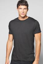 Boohoo Crew Neck T Shirt With Zip Sleeve Black