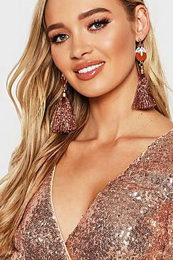 Boohoo Christmas Pudding Tassel Earrings