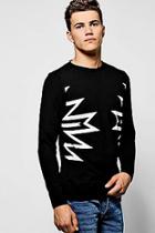 Boohoo Black Intarsia Knit Bagel Neck Jumper