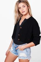 Boohoo Amelia Cropped Cable Cardigan Black