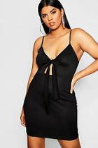 Boohoo Plus Cut Out Tie Front Bodycon Dress