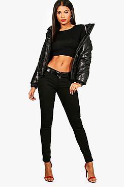 Boohoo Holly High Rise 3 Button Skinny Jeans