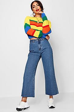 Boohoo High Waisted Cropped Straight Leg Jeans