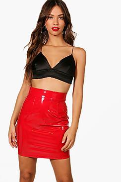 Boohoo Annie High Shine Pu High Waisted Mini Skirt