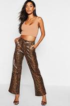 Boohoo Wide Leg Snake Print Leather Look Trouser