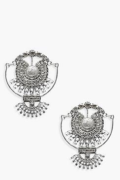 Boohoo Hannah Ethnic Diamante Statement Earrings