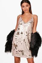 Boohoo Maisy 2 Tone Sequin Cami Dress