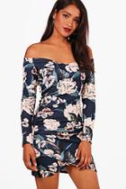 Boohoo Ella Floral Off The Shoulder Bodycon Dress
