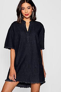 Boohoo Pocket Front Denim Shirt Dress