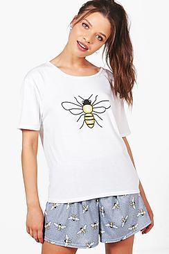 Boohoo Mcr Charity Bee Pj Short Set