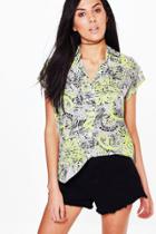 Boohoo Avery Ditsy Print Shirt Lime