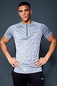 Boohoo Active Gym Raglan T-shirt With 1/4 Zip Neck