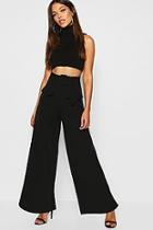Boohoo Utility Pocket High Waisted Belted Wide Leg Trouser