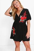 Boohoo Plus Katie Embroidered Playsuit